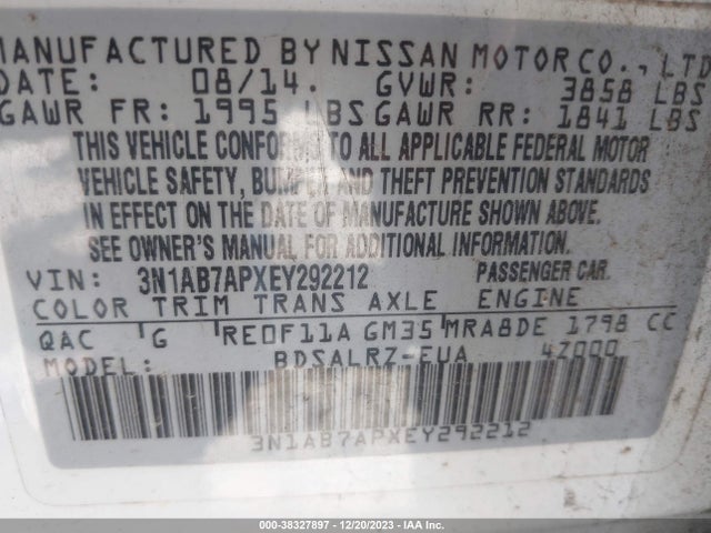 Nissan SENTRA SR 2014 3N1AB7APXEY292212 Image 9