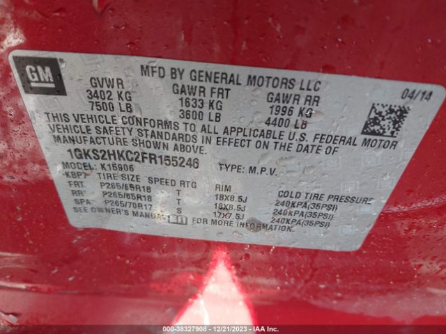 1GKS2HKC2FR155246 GMC Yukon Xl 1500 Slt