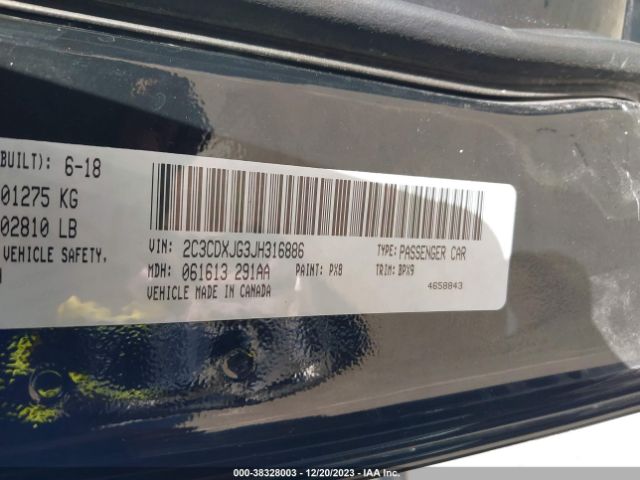 2C3CDXJG3JH316886 Dodge Charger Gt Awd