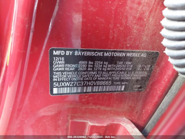 5UXWZ7C37H0V88665 BMW X3 Sdrive28i