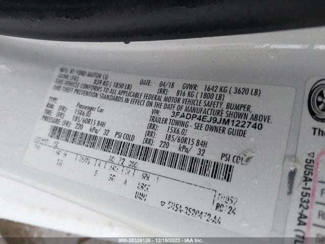 Ford FIESTA SE 2018 3FADP4EJ9JM122740 Image 9