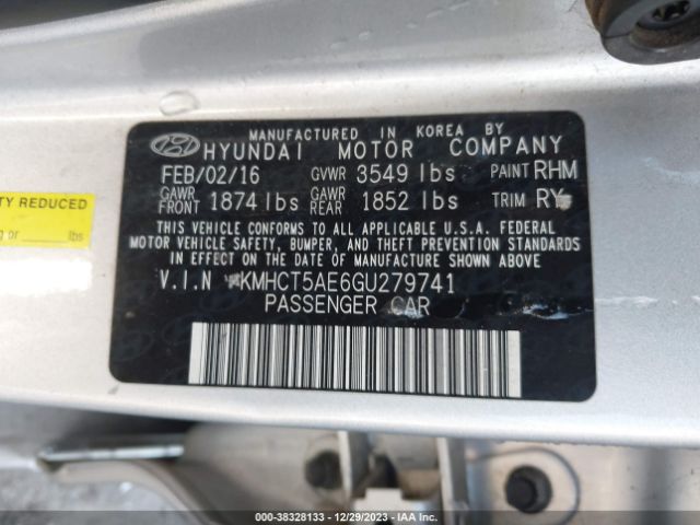 KMHCT5AE6GU279741 Hyundai ACCENT SE