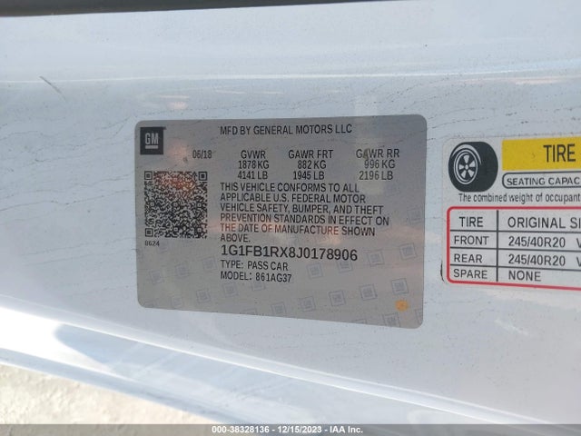 Chevrolet Camaro 1lt 2018 1G1FB1RX8J0178906 Image 9