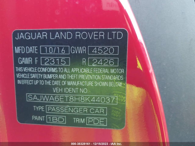 2017 JAGUAR F-TYPE SAJWA6ET8H8K44037 Photo 8