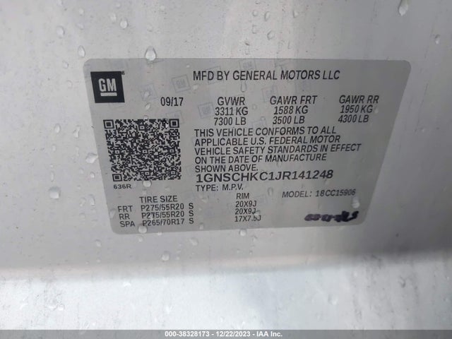 Chevrolet Suburban Lt 2018 1GNSCHKC1JR141248 Image 9