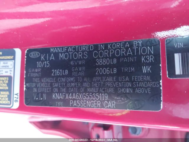 KNAFX4A6XG5535119 KIA FORTE LX