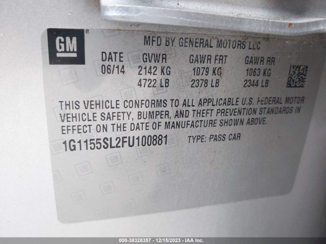 Chevrolet Impala 1lz 2015 1G1155SL2FU100881 Image 9