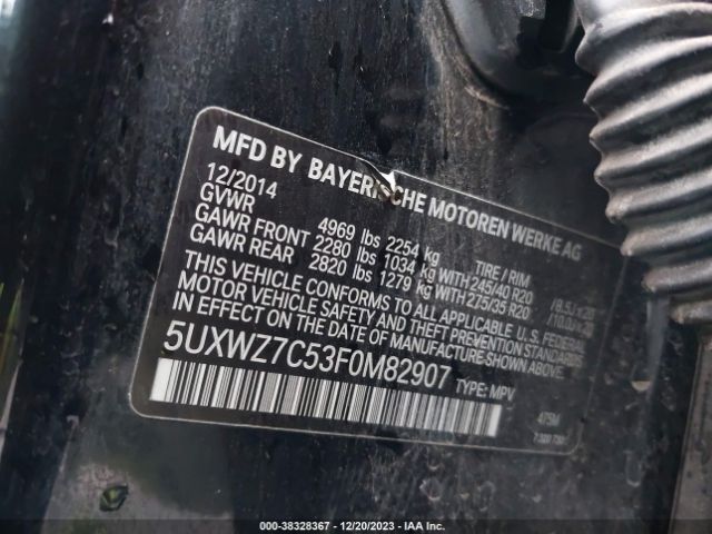 5UXWZ7C53F0M82907 BMW X3 Sdrive28i