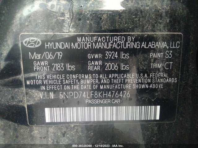 Hyundai ELANTRA SE 2019 5NPD74LF8KH476426 Image 9