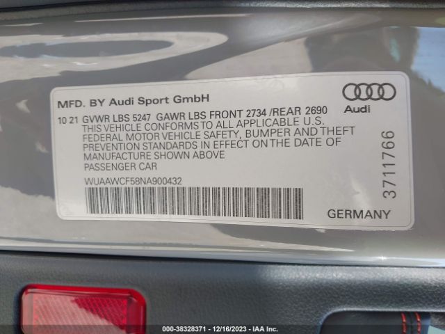 2022 AUDI RS 5 SPORTBACK WUAAWCF58NA900432 Photo 8