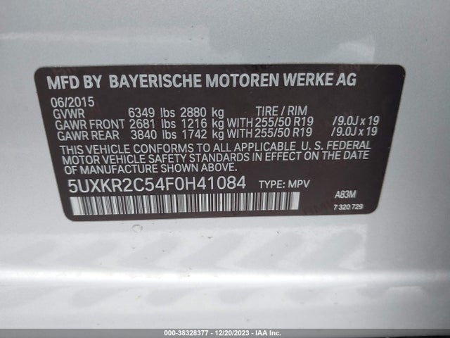BMW X5 Sdrive35i 2015 5UXKR2C54F0H41084 Image 9