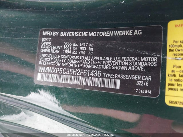 2017 MINI HARDTOP WMWXP5C35H2F61436 Photo 8