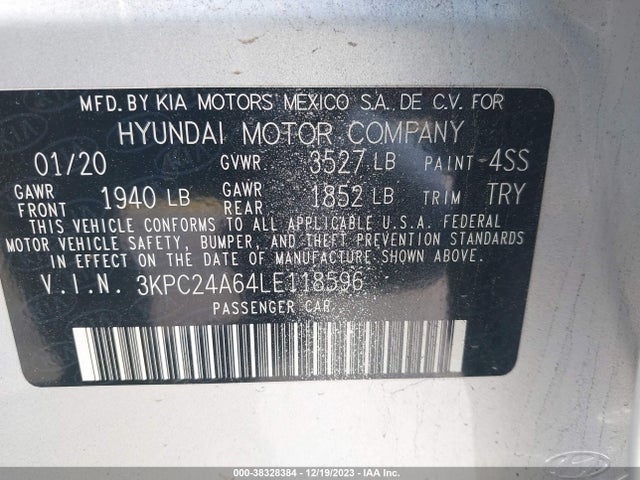 Hyundai ACCENT SE 2020 3KPC24A64LE118596 Image 9