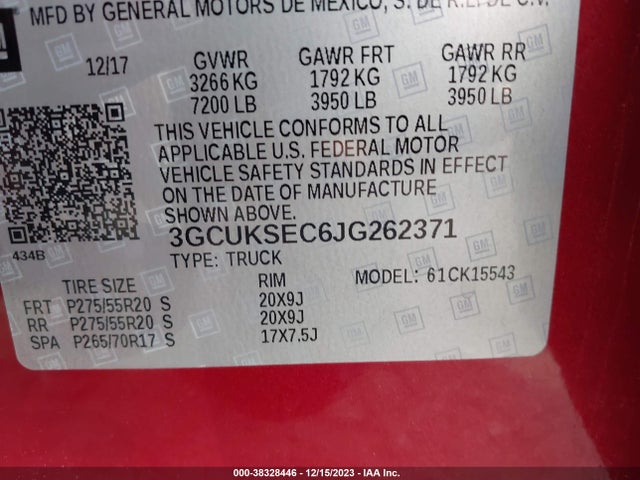 Chevrolet Silverado 1500 1lz 2018 3GCUKSEC6JG262371 Image 9