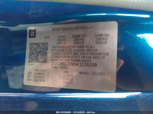 Chevrolet Colorado Lt 2019 1GCHSCEN5K1176199 Image 9