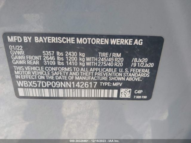 WBX57DP09NN142617 BMW X3 Xdrive30i