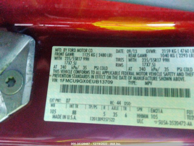 1FMCU9GX0EUB13709 Ford ESCAPE SE