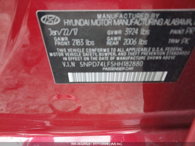 Hyundai ELANTRA SE 2017 5NPD74LF5HH182880 Image 9