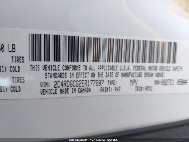 2C4RDGCG2ER177207 Dodge Grand Caravan Sxt
