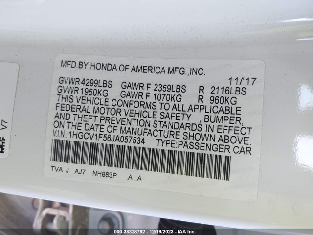 Honda Accord Ex-l 2018 1HGCV1F56JA057534 Image 9