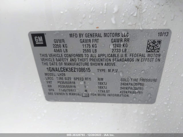 Chevrolet Equinox 2lt 2014 1GNALCEK3EZ108615 Image 9