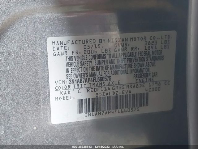 3N1AB7AP4FL660575 Nissan Sentra Fe+ S/s/sl/sr/sv