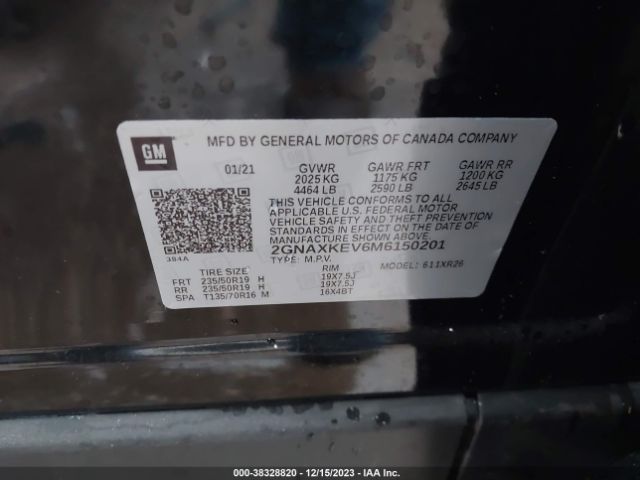 2GNAXKEV6M6150201 Chevrolet Equinox Fwd Lt