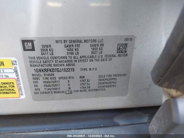 Chevrolet Traverse Ls 2016 1GNKRFKD7GJ162219 Image 9