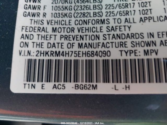 2HKRM4H75EH684090 Honda Cr-v Ex-l