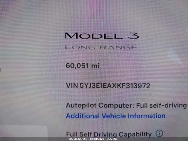 Tesla Model 3 Long Range/mid Range/standard Range/standard Range Plus 2019 5YJ3E1EAXKF313972 Image 7