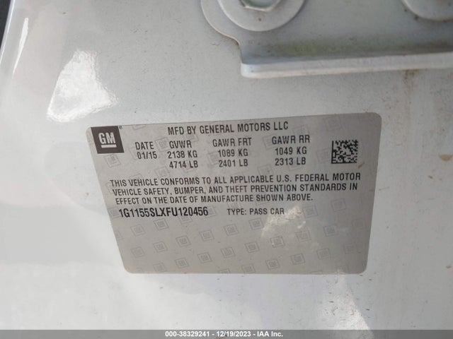 2015 CHEVROLET IMPALA 1LZ VIN: 1G1155SLXFU120456