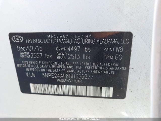 Hyundai SONATA SE 2016 5NPE24AF6GH356377 Image 9