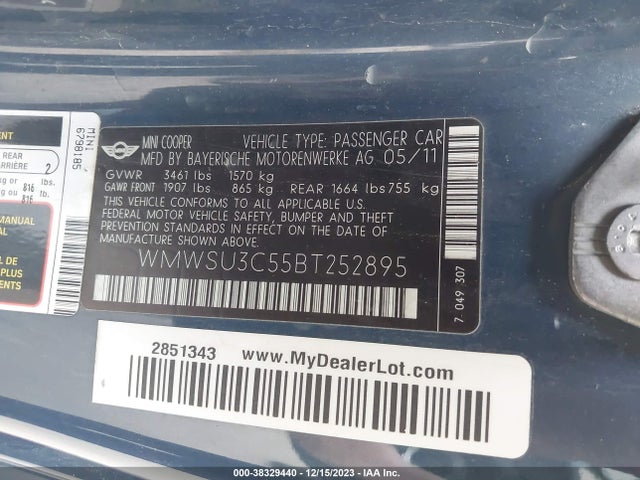 2011 MINI COOPER WMWSU3C55BT252895 Photo 8