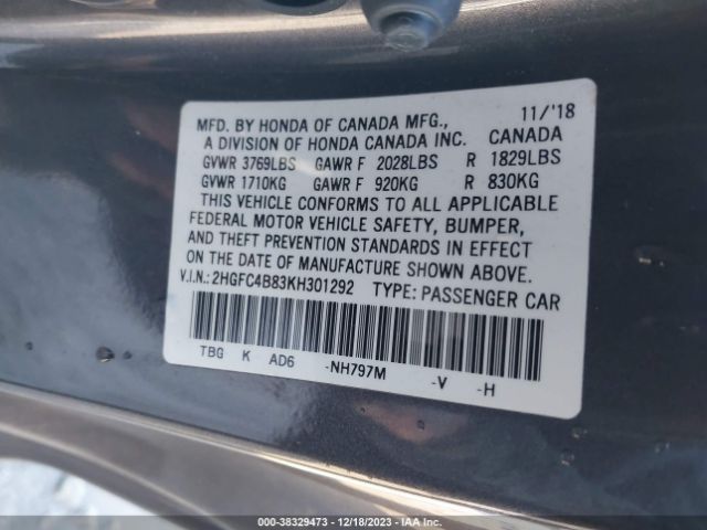 2HGFC4B83KH301292 Honda Civic Sport