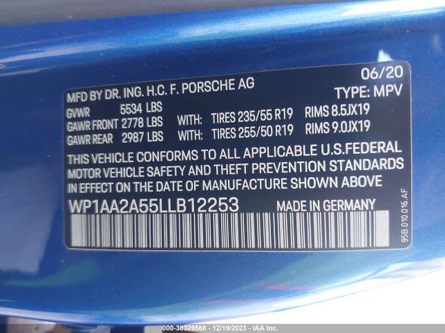 2020 PORSCHE MACAN WP1AA2A55LLB12253 Photo 8