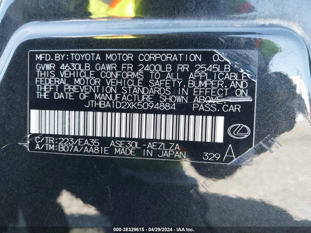 Lexus IS 300 2019 JTHBA1D2XK5094884 Image 9