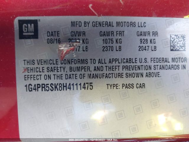1G4PR5SK8H4111475 Buick Verano Sport Touring