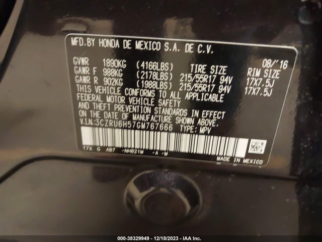 Honda HR-V EX 2016 3CZRU6H57GM767666 Image 9
