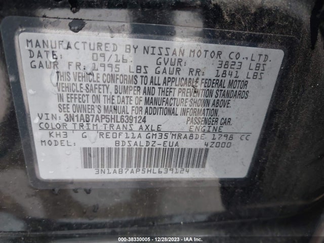 Nissan SENTRA SV 2017 3N1AB7AP5HL639124 Image 9