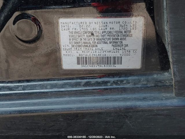 3N1CN8DV9NL833036 Nissan Versa 1.6 S Xtronic Cvt