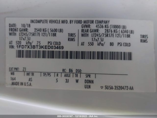 1FD7X3BT3KED03469 Ford F-350 Xl