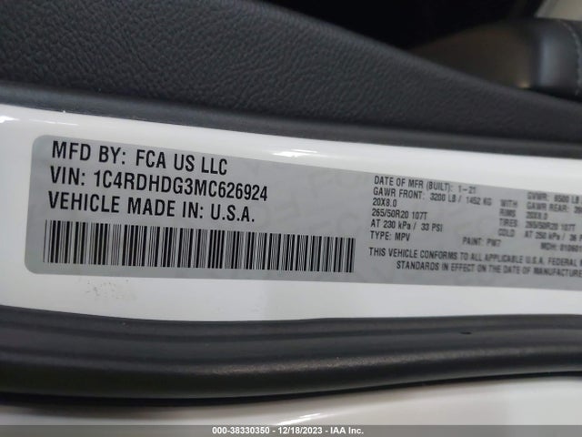 Dodge Durango Gt Plus Rwd 2021 1C4RDHDG3MC626924 Image 9