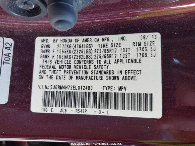 5J6RM4H72EL012400 Honda Cr-v Ex-l