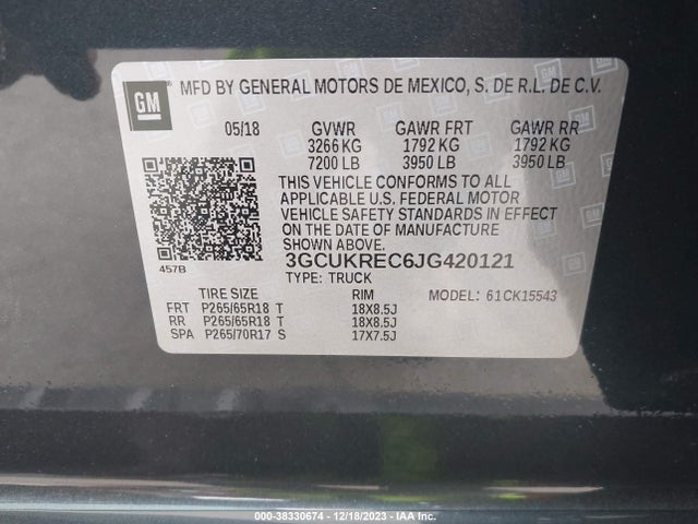 Chevrolet Silverado 1500 2lt 2018 3GCUKREC6JG420121 Image 9