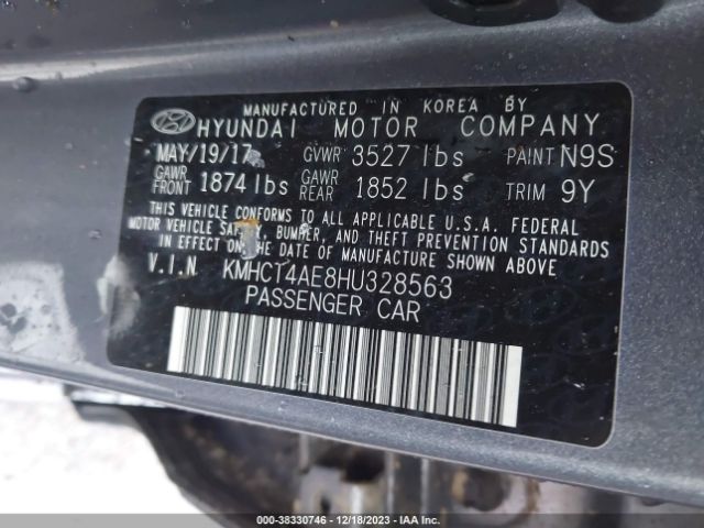 KMHCT4AE8HU328563 Hyundai Accent Value Edition