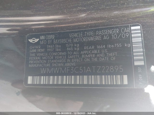 2010 MINI COOPER WMWMF3C51ATZ22895 Photo 8