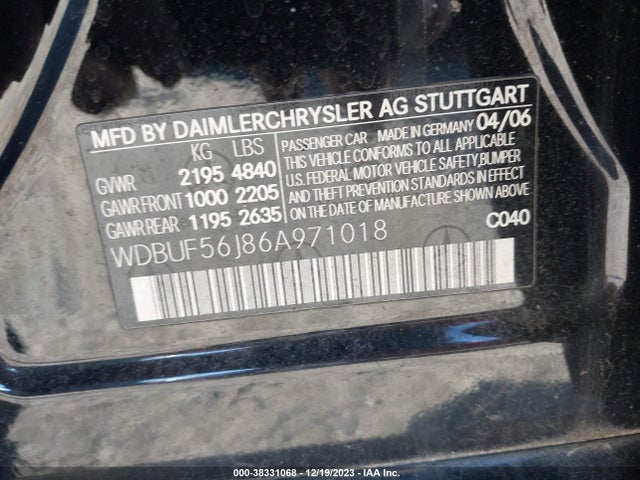 2006 MERCEDES-BENZ E 350 VIN: WDBUF56J86A971018