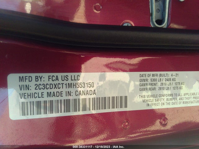 Dodge Charger R/t Rwd 2021 2C3CDXCT1MH553150 Image 9