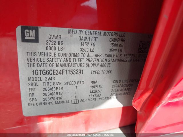 1GTG6CE34F1153291 GMC CANYON SLT