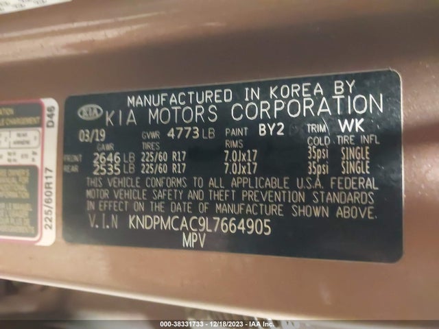 2020 KIA SPORTAGE LX VIN: KNDPMCAC9L7664905